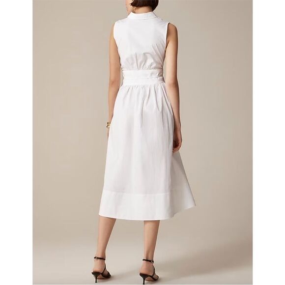 J Crew NWT Fitted Waist Shirt Dress in Cotton Poplin Size 2 in White | Belted - Picture 3 of 14